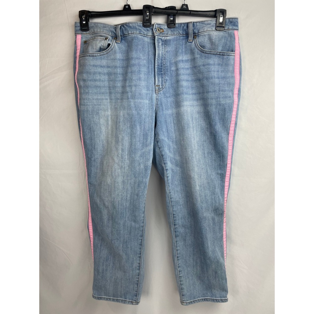 Talbot Modern Ankle Jean Size 20W Denim Pink Ribbon Trim